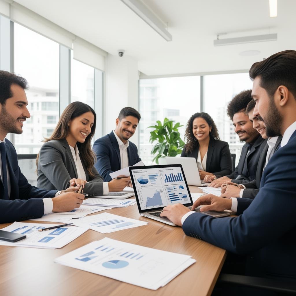 Equipe Atto em reunião com síndicos